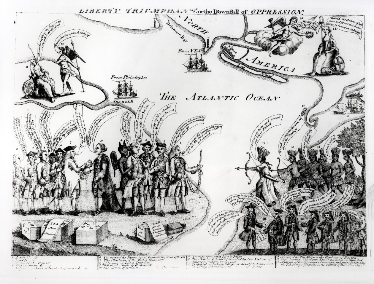 Liberty Triumphant, eli sorron romahdus, 1773 tekijältä American School