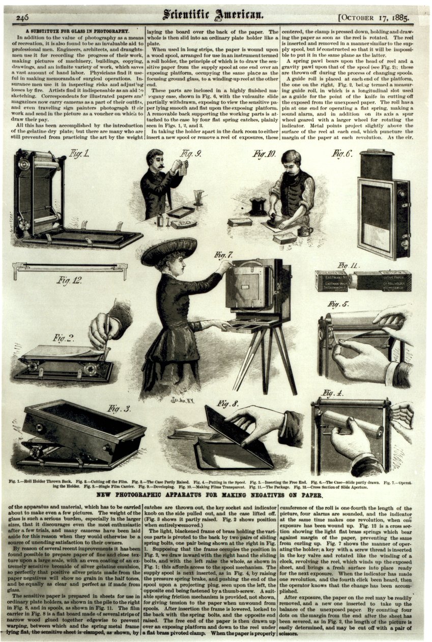 Uusi valokuvauslaite negatiivien tekemiseen paperille, "Scientific American", 17. lokakuuta 1885 tekijältä American School