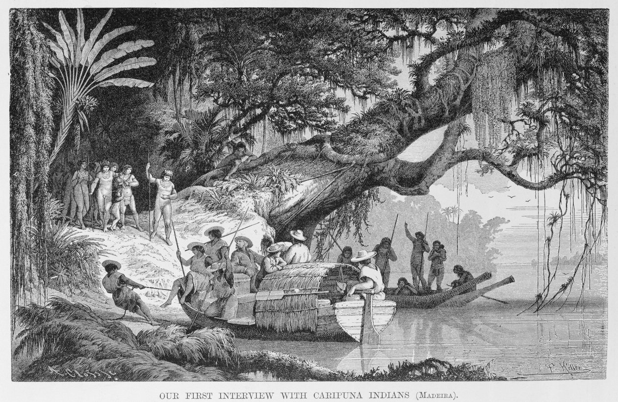 Ensimmäinen haastattelumme Caripuna-intiaanien kanssa, "Amazon ja Madeira Rivers", Franz Keller, 1874 tekijältä American School