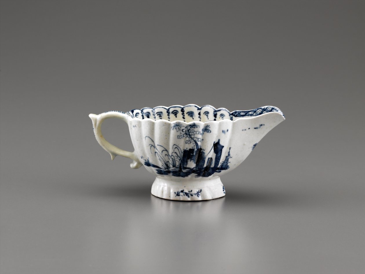 Sauceboat, kiinalainen manufactory, Gousse Bonnin & G. A. Morris, 1770-72 (pehmeää posliinia) tekijältä American School