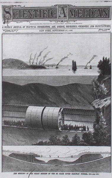 Maanalainen tunneli St. Claire -joen alla, Scientific Americanilta 13. syyskuuta 1890 tekijältä American School