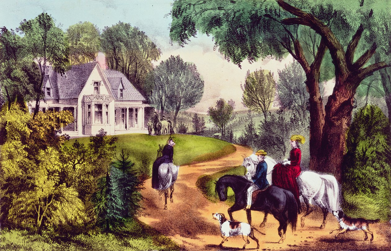 Summer in the Country, julkaisijat Nathaniel Currier (1813-88) ja James Merritt Ives (1824-95) tekijältä American School