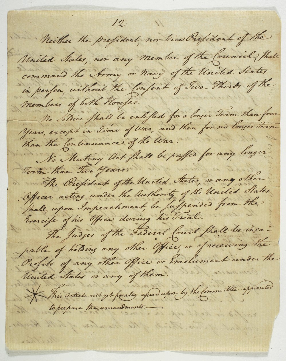Bill of Rights, kopio allekirjoitettu Federal Hallissa, 1789 (muste paperille) tekijältä American School