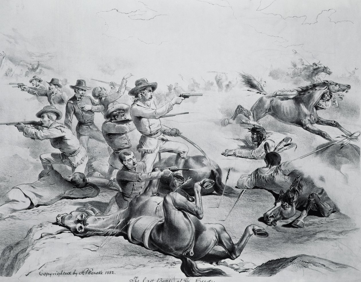 Kenraali Custerin viimeinen taistelu, 25. kesäkuuta 1876, noin 1882. tekijältä American School