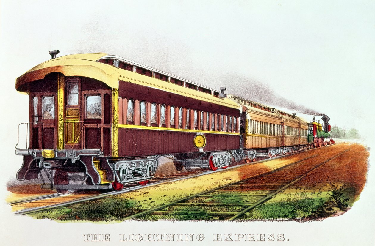 Nathaniel Currierin (1813-88) ja James Merritt Ivesin (1824-95) julkaisema The Lightning Express tekijältä American School