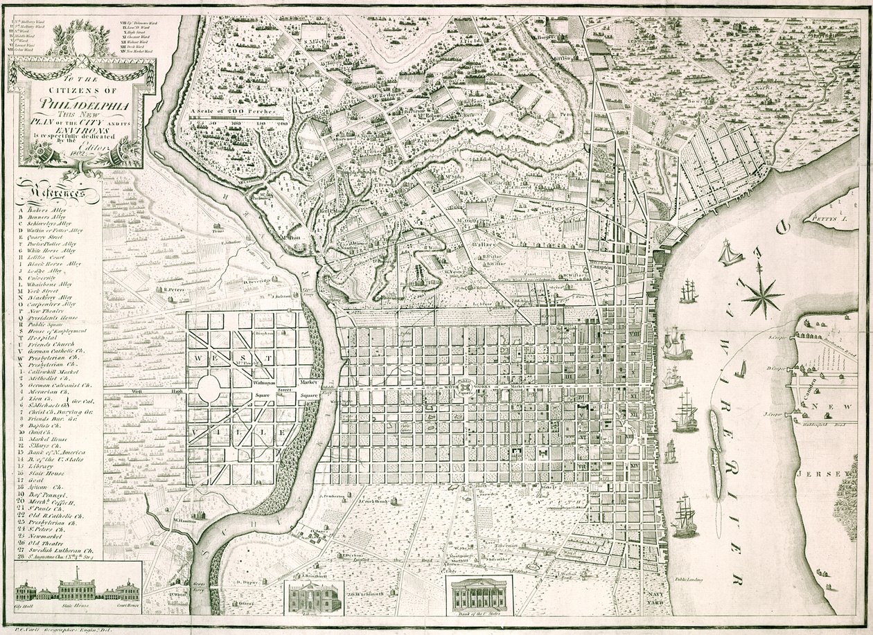Philadelphian kaupungin ja sen ympäristön uusi suunnitelma, 1802 tekijältä American School