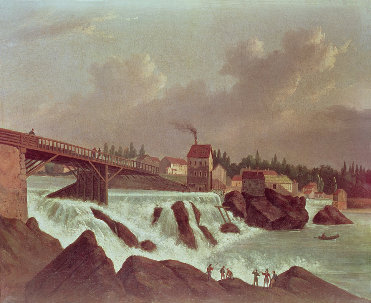 Amerikan ensimmäinen puuvillatehdas, jonka Samuel Slater perusti Blackstone-joelle Pawtucketissa Rhode Islandille, noin 1790 tekijältä American School