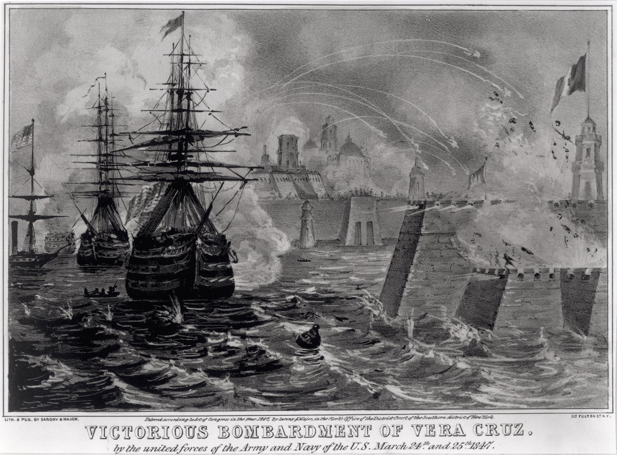 Yhdysvaltain armeijan ja laivaston yhdistyneiden joukkojen Vera Cruzin voittajapommitus, 24. maaliskuuta ja 25. maaliskuuta 1847, pub. Sarony und Major, 1847 tekijältä American School