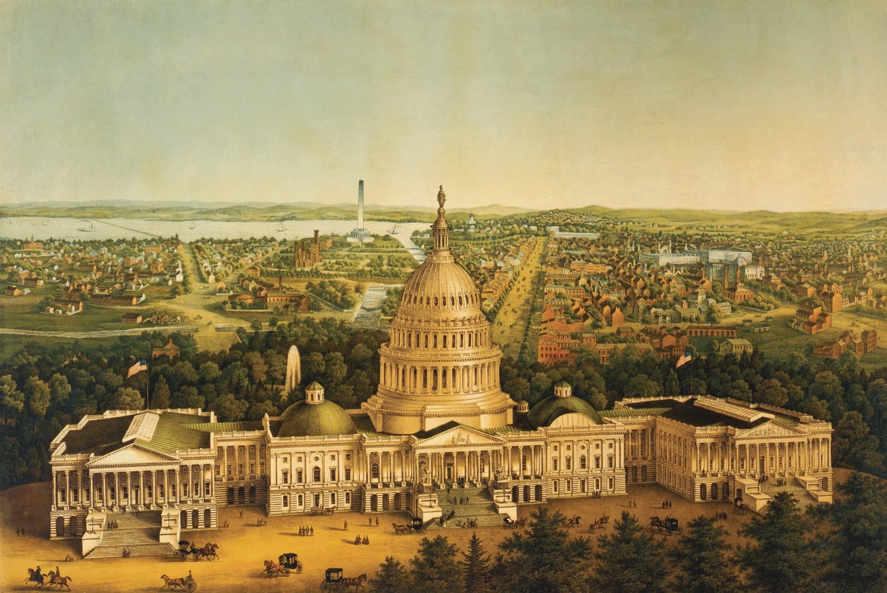 Washington, näkymä kaupunkiin n. 1868 tekijältä American School