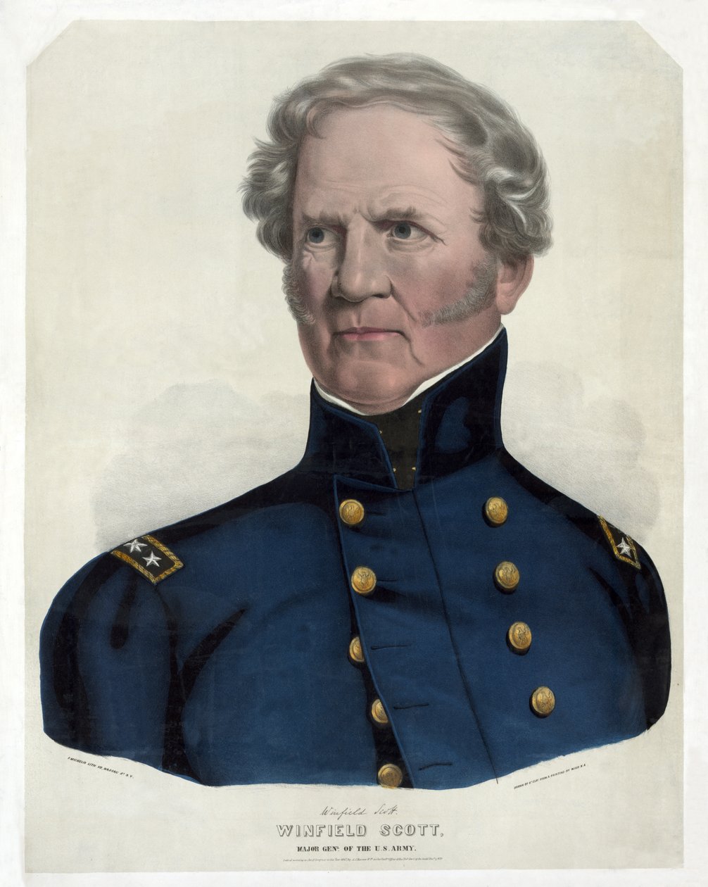 Winfield Scott, Yhdysvaltain armeijan kenraalimajuri, pub. 1847 (käsinvärinen lito) tekijältä American School