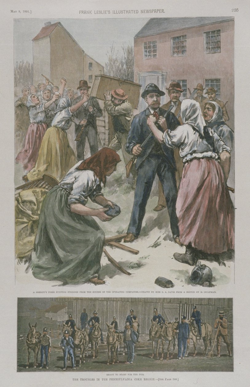 Naislakkoilijat, valmiina kohtaamaan miehet kaivoksissa, 1891 tekijältä American School
