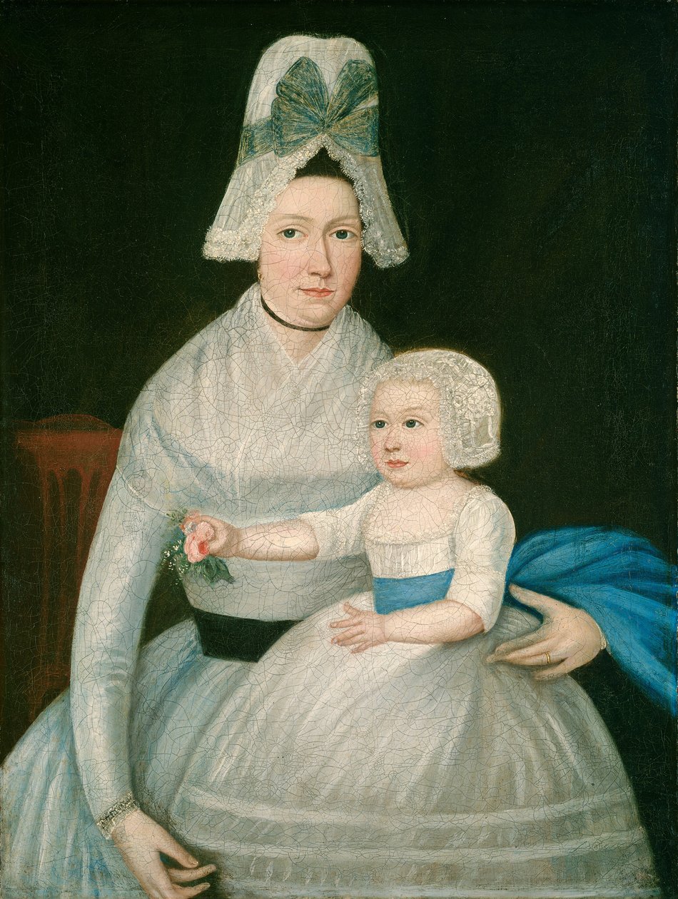 Äiti ja lapsi valkoisissa tekijältä American 18th Century