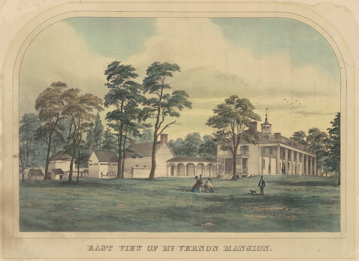 Itäinen näkymä Mount Vernon Mansionista tekijältä American 19th Century