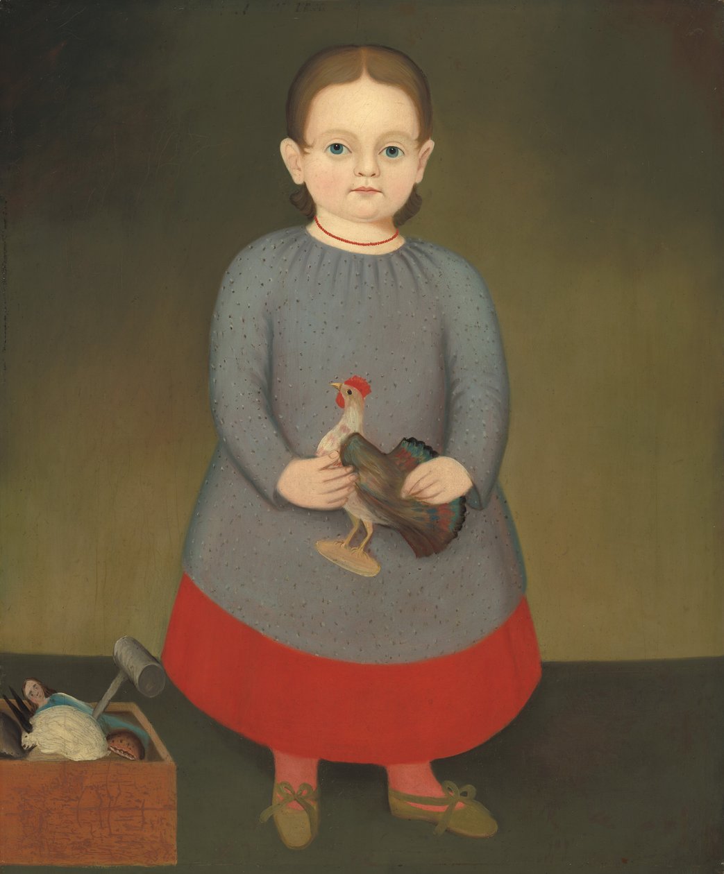 Tyttö Toy Roosterin kanssa tekijältä American 19th Century