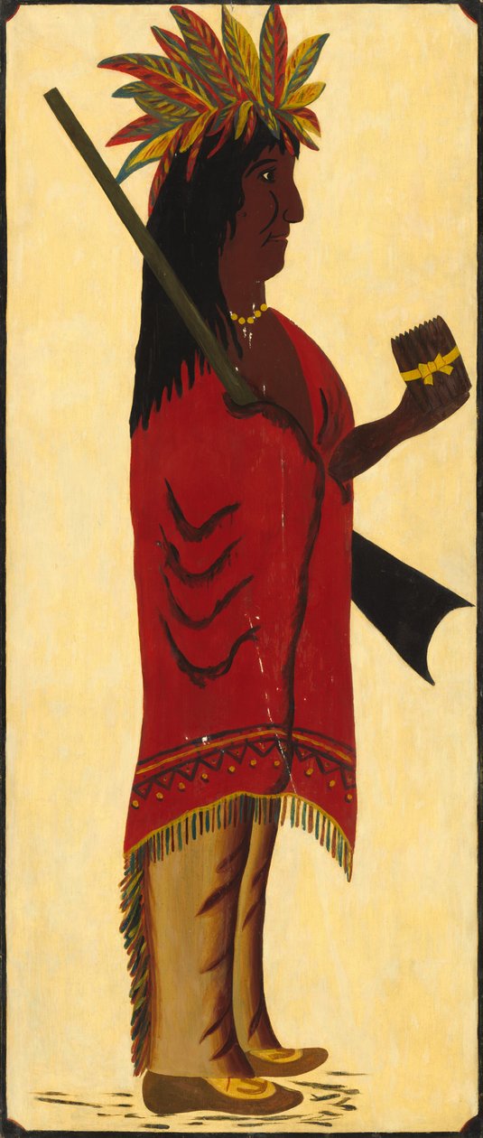 Indian Tobacco Shopin kyltti [kääntöpuoli, intialainen oikealle] tekijältä American 19th Century