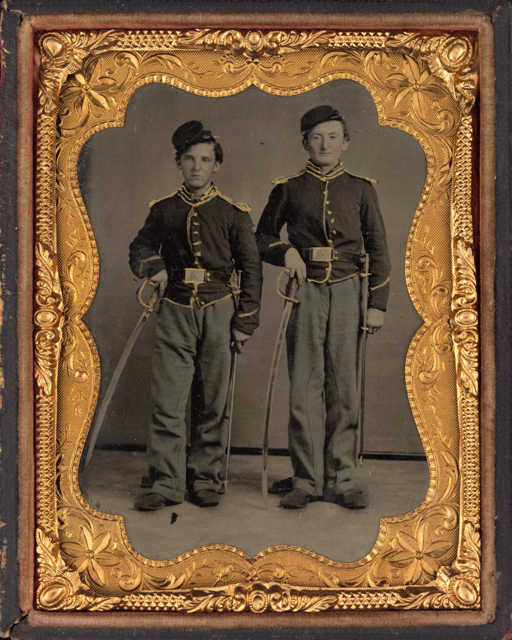 Kahden Illinoisin ratsuväen muotokuva tekijältä American 19th Century
