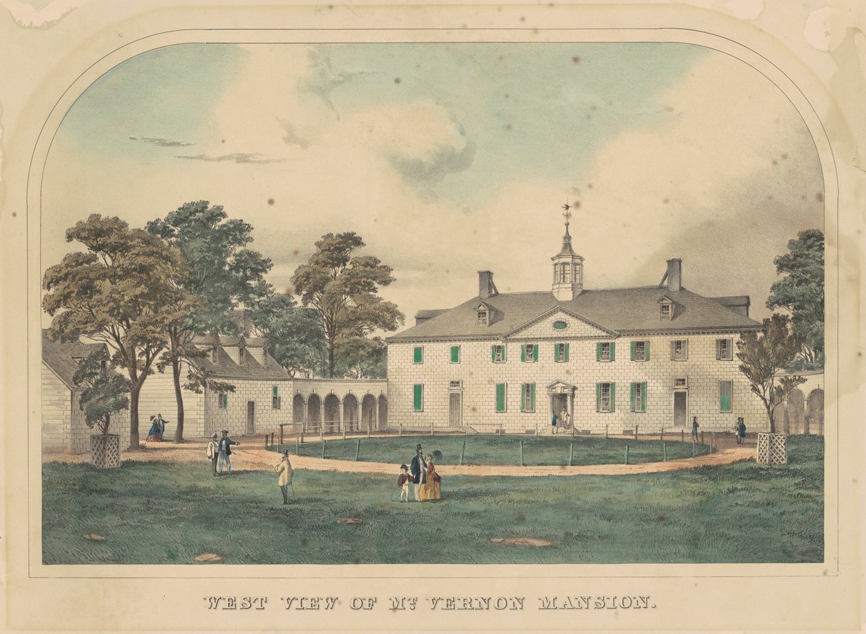 Länsinäkymä Mount Vernon Mansionista tekijältä American 19th Century