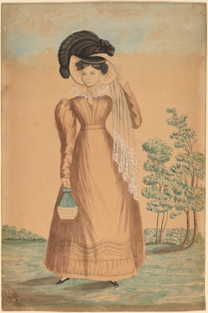 Nainen, jolla on hattu tekijältä American 19th Century