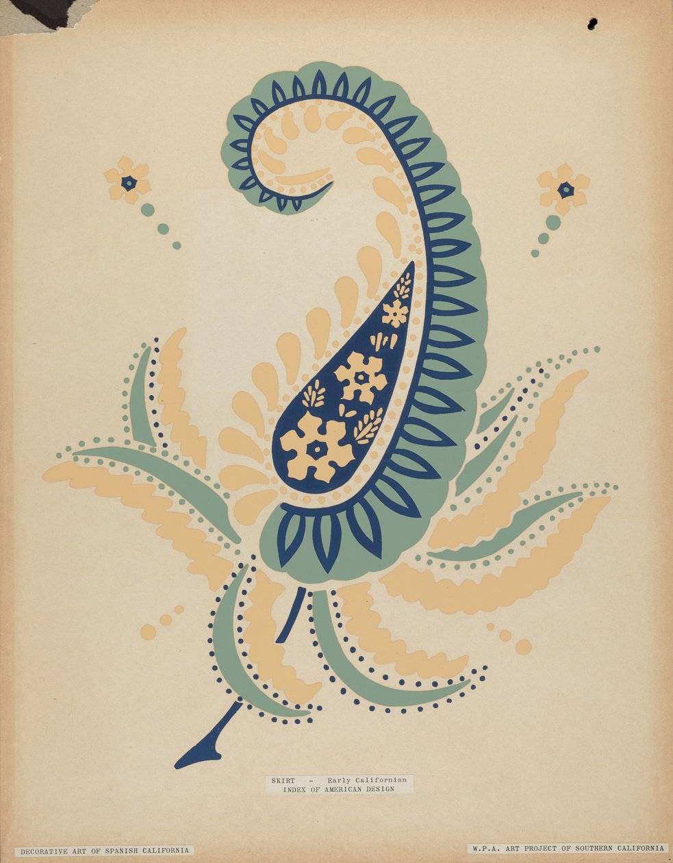 Varhainen kalifornialainen hame portfoliosta "Decorative Art of Spanish California" tekijältä American 20th Century