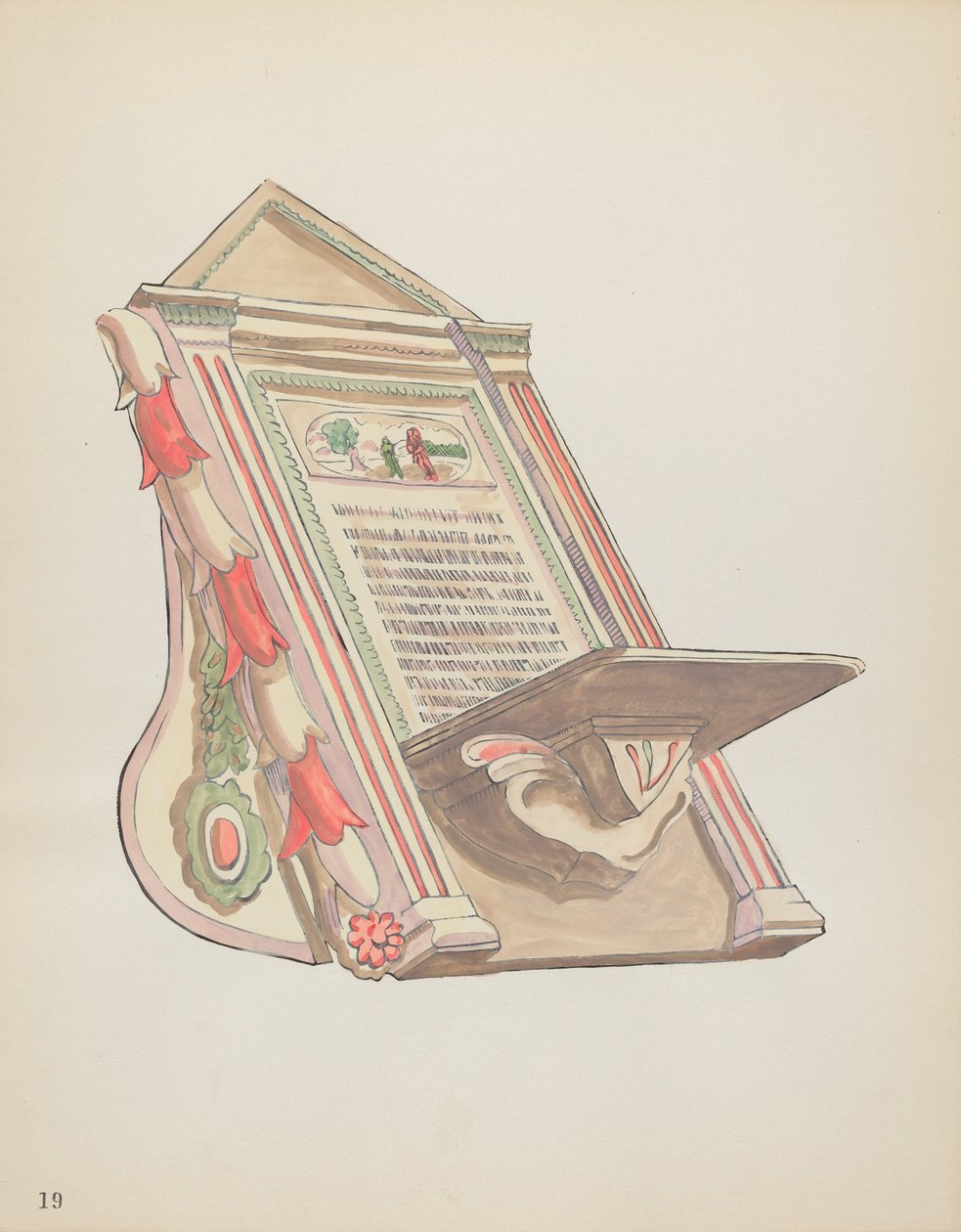 Levy 19: Reading Stand, Chimayo: Portfoliosta "Spanish Colonial Designs of New Mexico" tekijältä American 20th Century