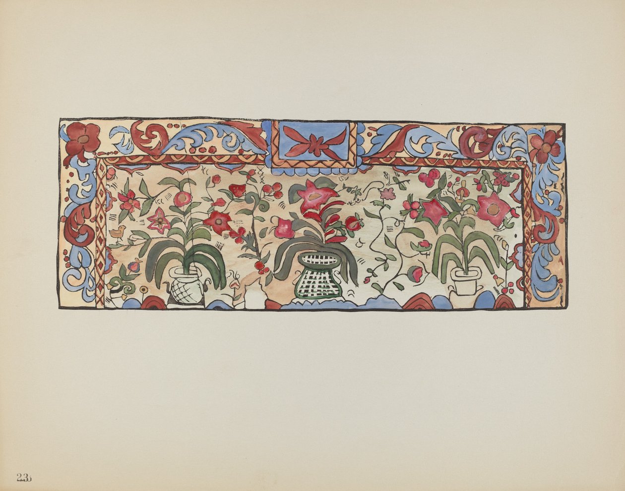 Levy 23: Painting on Buckskin, Laguna: Portfoliosta "Spanish Colonial Designs of New Mexico" tekijältä American 20th Century