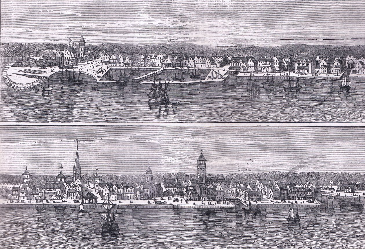 New York 1800-luvun puolivälissä, kuvitus Cassells History of the United Statessta, julkaisija Cassell, Petter & Galpin, n. 1900 (litho) tekijältä American English school