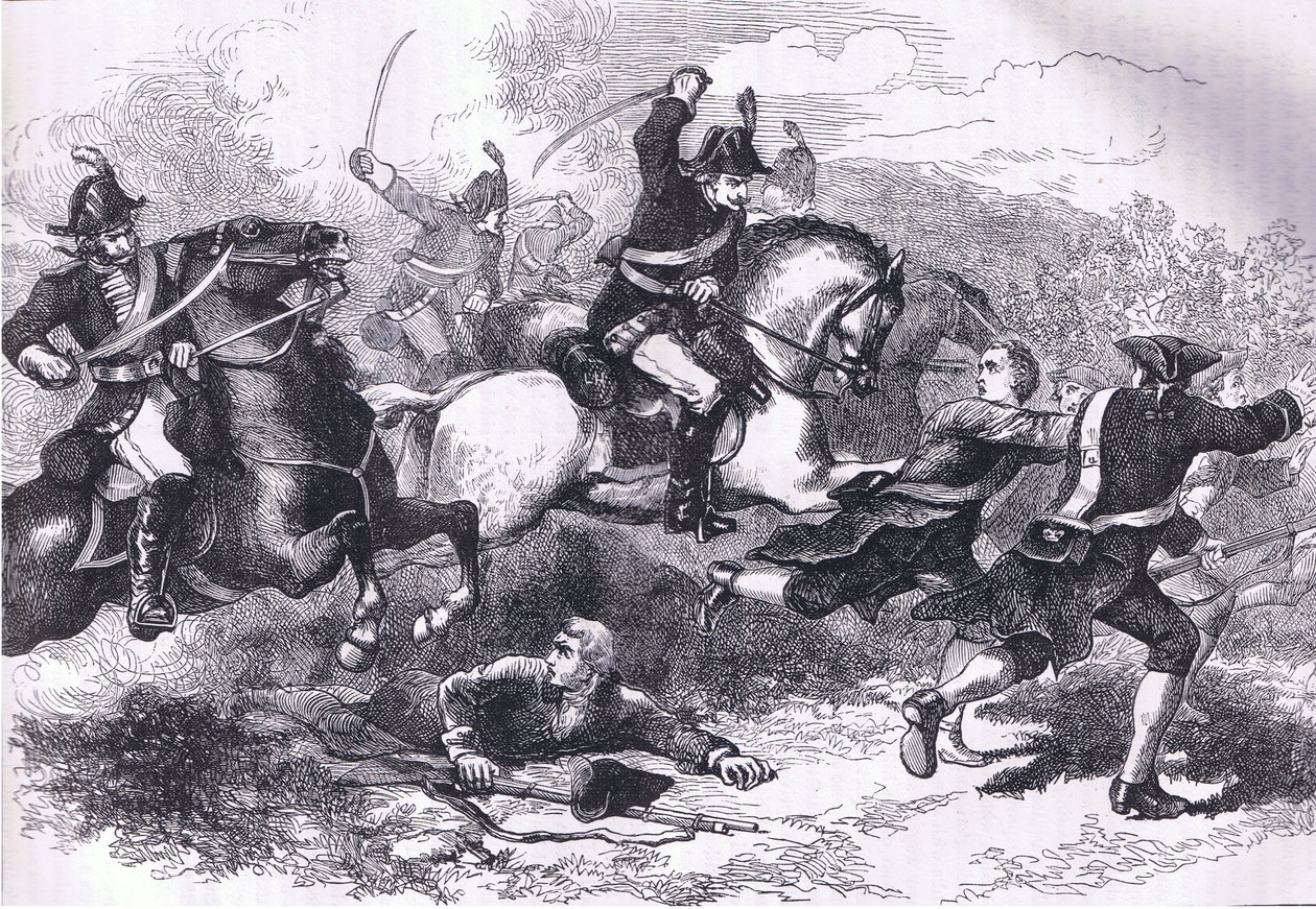 Rout of the lojaalit värvätyt, kuvitus Cassells History of the United Statessta, julkaisija Cassell, Petter & Galpin, n. 1900 (litho) tekijältä American English school