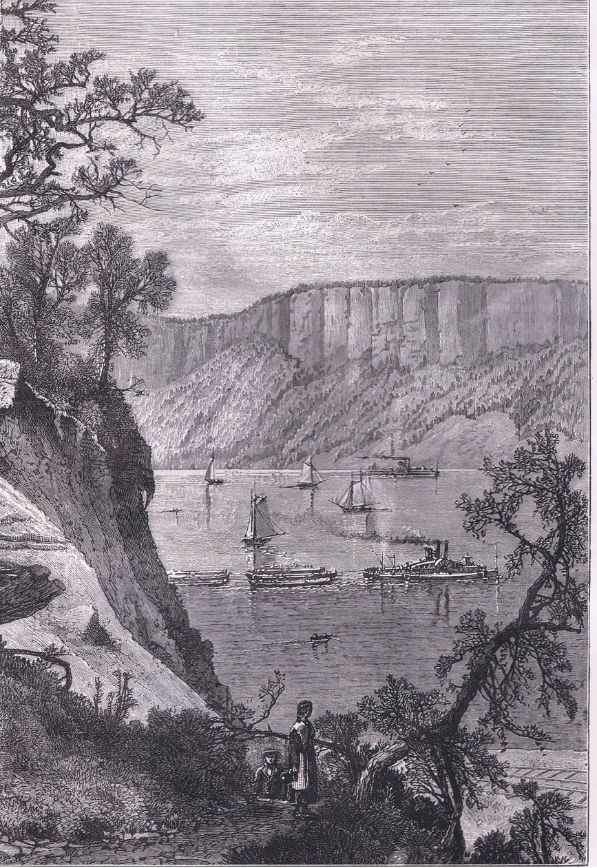 The Palisades of the Hudson, kuvitus Cassells History of the United Statessta, julkaisija Cassell, Petter & Galpin, n. 1900 (litho) tekijältä American English school