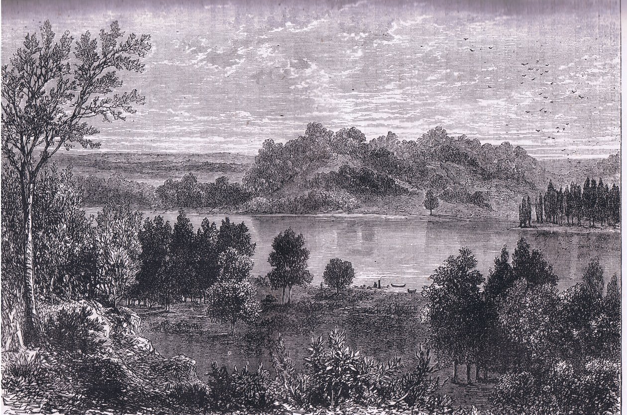 Mississippin laakso, kuvitus Cassells History of the United Statessta, julkaisija Cassell, Petter & Galpin, n. 1900 (litho) tekijältä American English school
