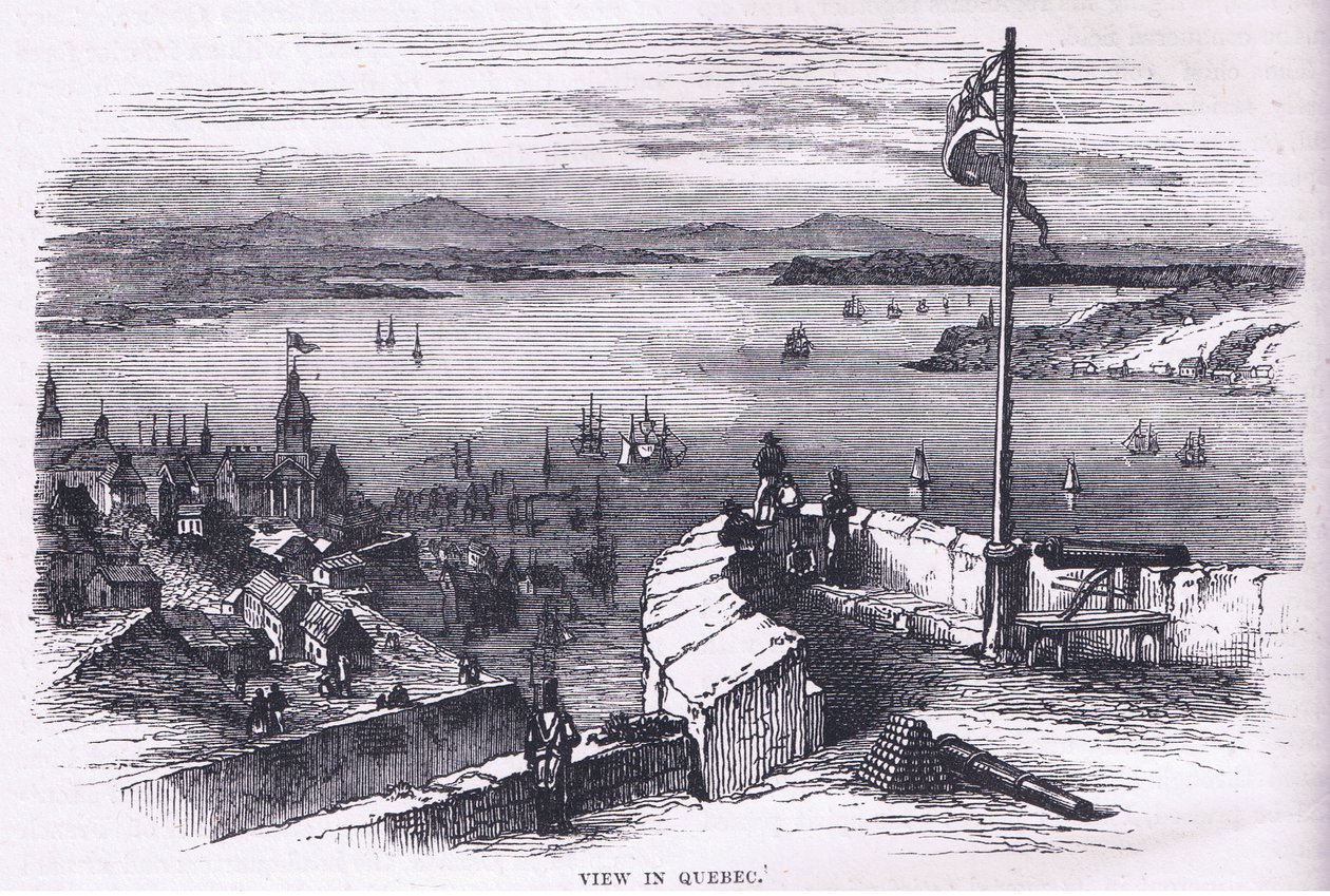 View in Quebec, kuvitus Cassells History of the United Statessta, julkaisija Cassell, Petter & Galpin, n. 1900 (litho) tekijältä American English school