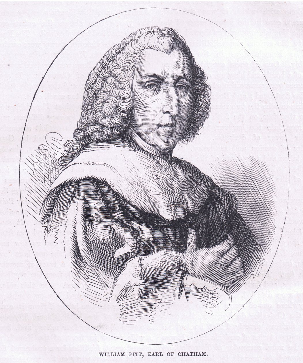 William Pitt, Earl of Chatham, kuvitus Cassells History of the United Statessta, julkaisija Cassell, Petter & Galpin, n. 1900 (litho) tekijältä American English school