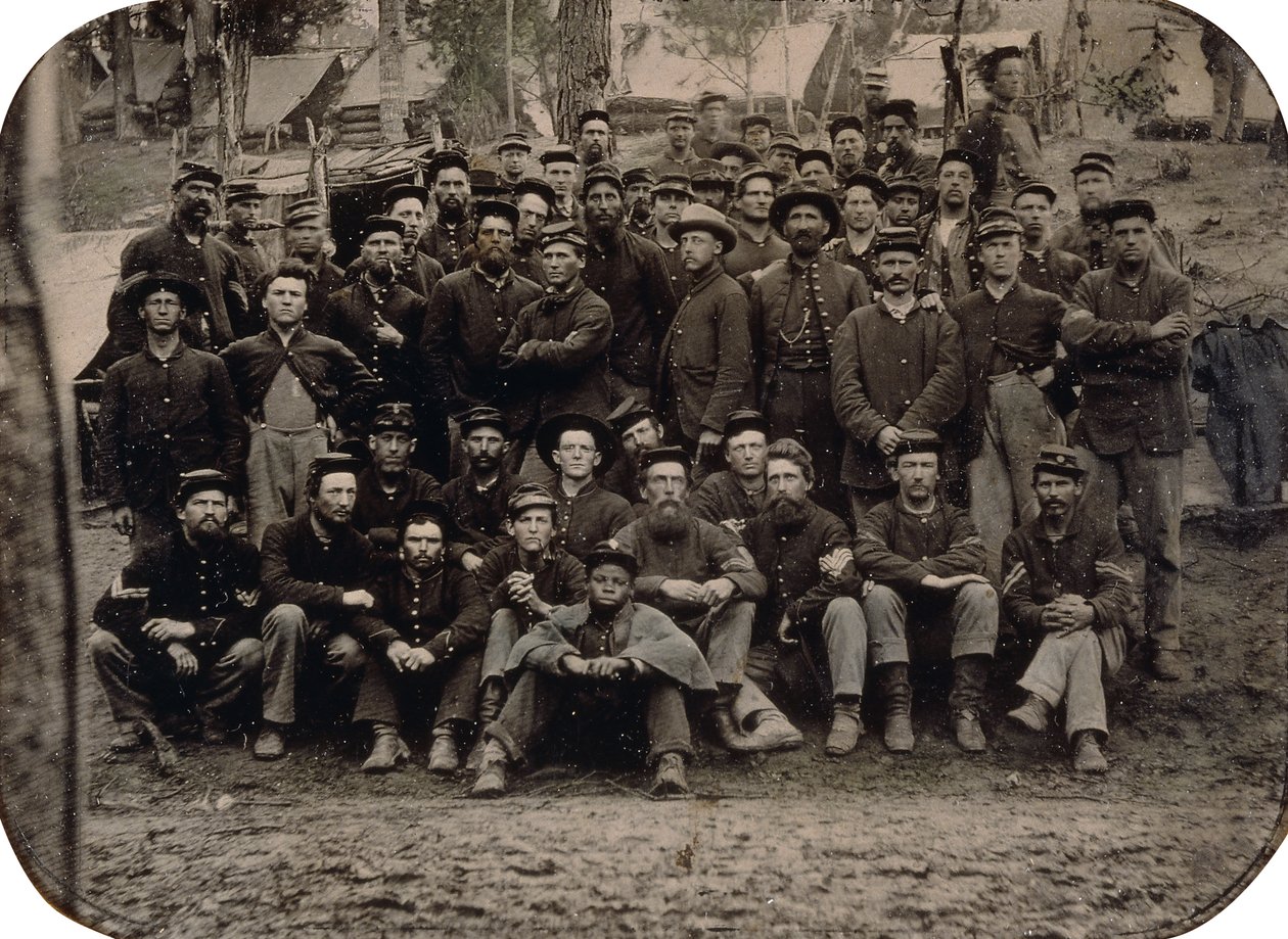 Sinitakkien koko yritys Winter Quartersissa, n. 1861-1865 tekijältä American Photographer