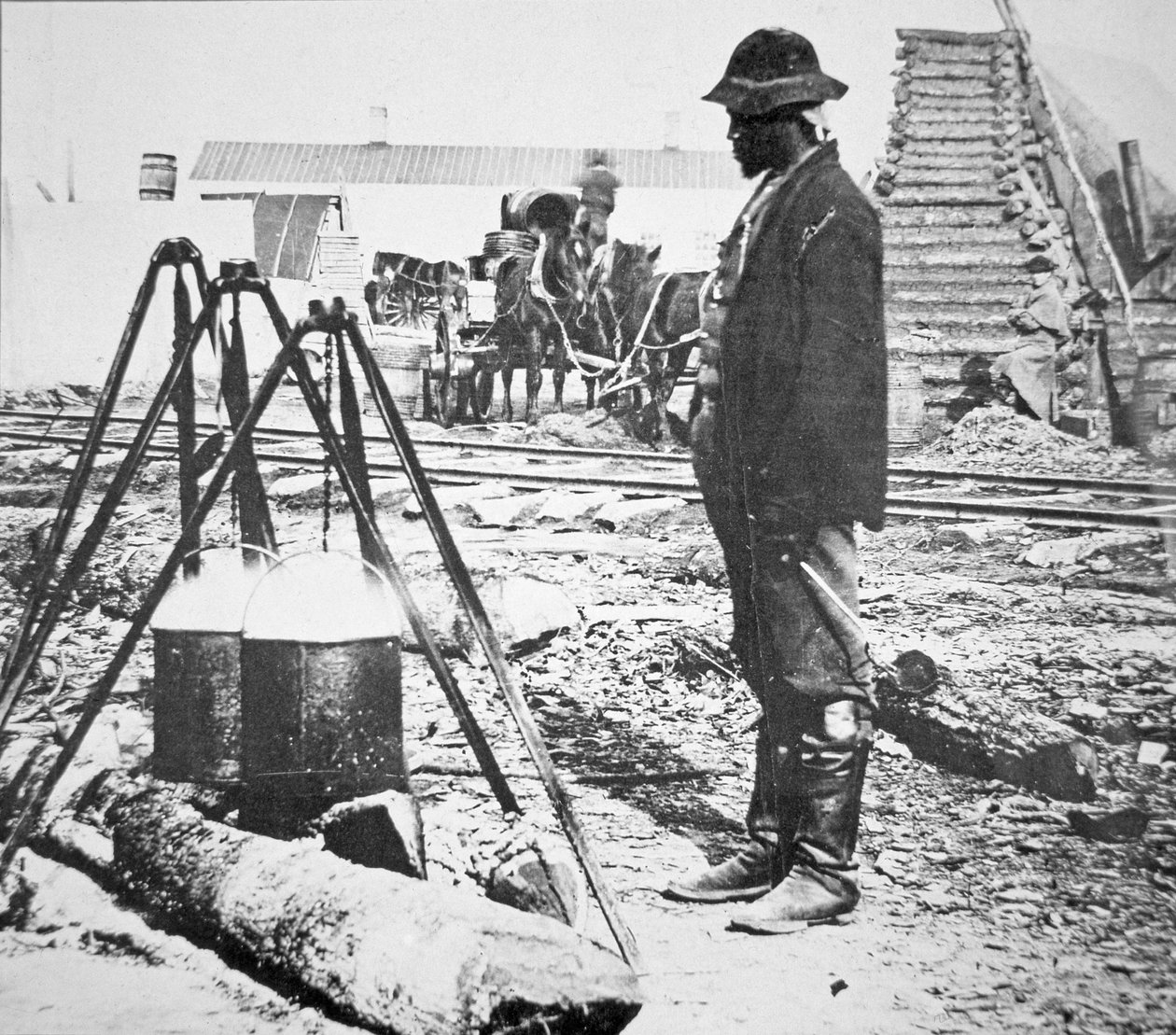 Musta kokki unionin armeijan leirillä Yhdysvaltain sisällissodan aikana (1861-65) (m/v kuva) tekijältä American Photographer