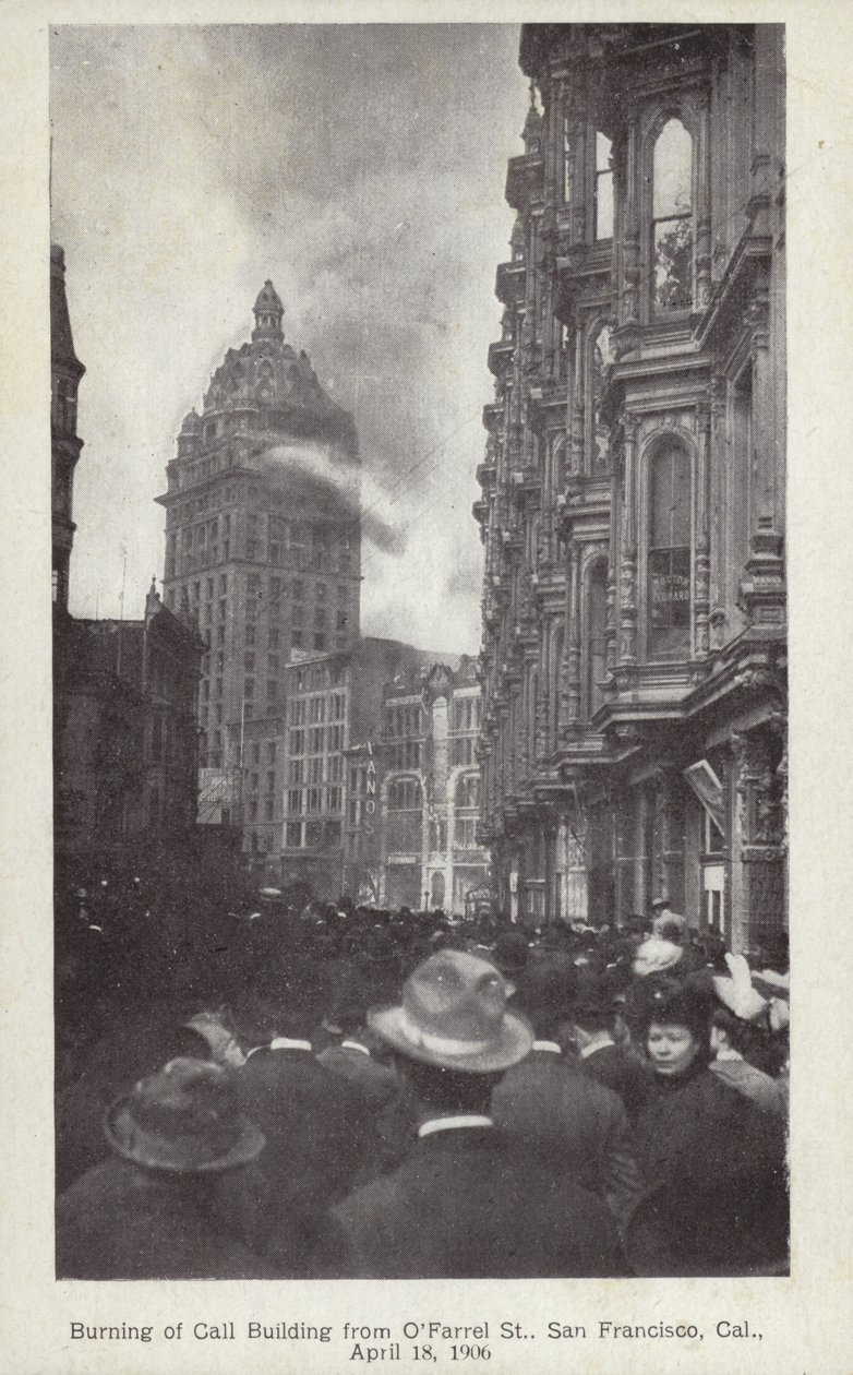 San Franciscon vuoden 1906 maanjäristyksen jälkimainingeissa (s/w-kuva). tekijältä American Photographer