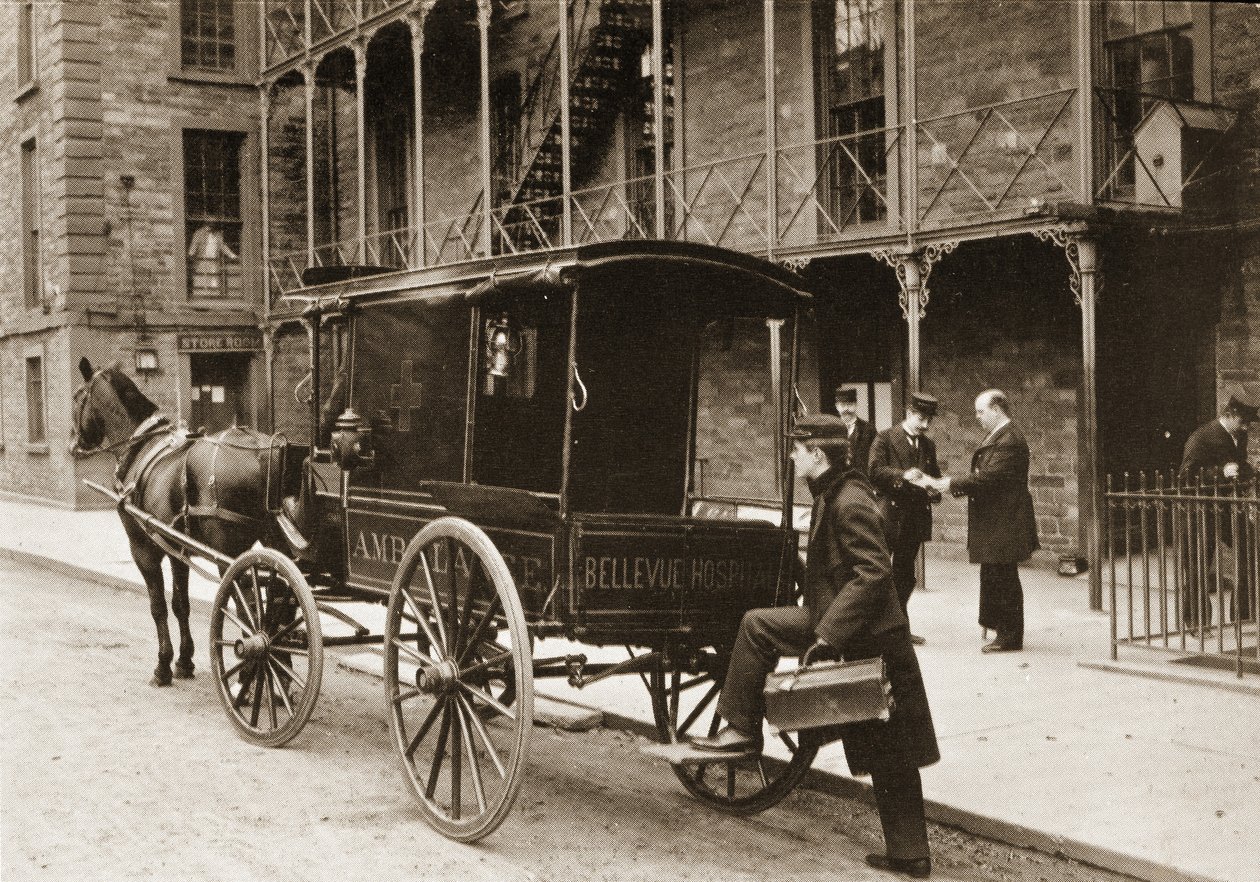 Ambulanssi Bellevuen sairaalassa, New York City, 1896 tekijältä American Photographer