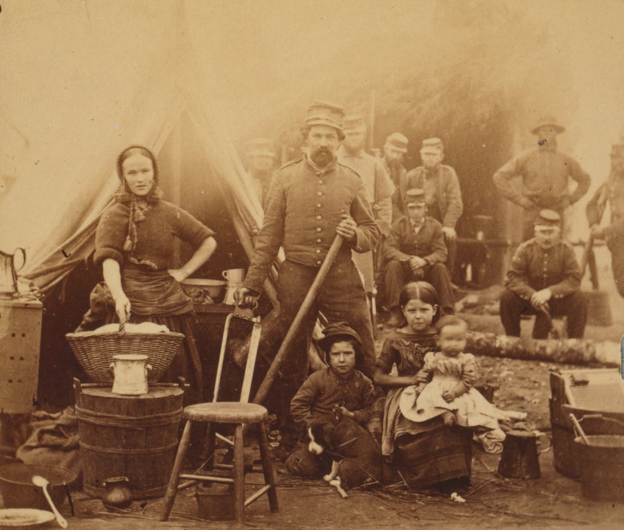 31. Pennsylvanian jalkaväen leiri lähellä Washingtonia, 1862 (albumiprintti) tekijältä American Photographer