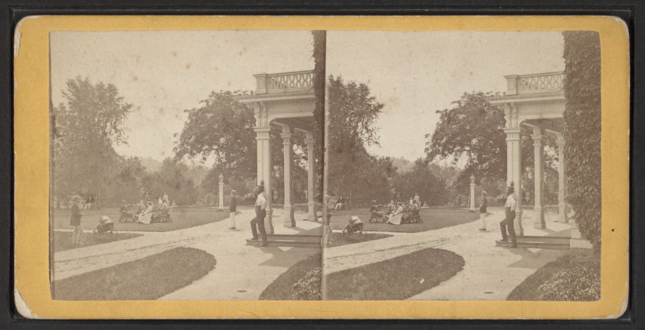 East Lawn ja Portico, Oneida Community, New Yorkin osavaltio, n. 1870 (b/w kuva) tekijältä American Photographer