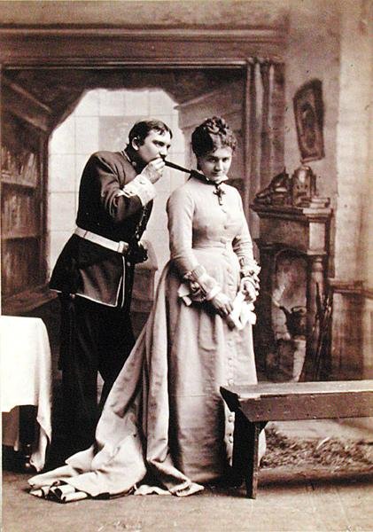 H.J. Montague ja Ada Dyas kohtauksessa The Shaughraunista, n. 1874 (m/v kuva) tekijältä American Photographer