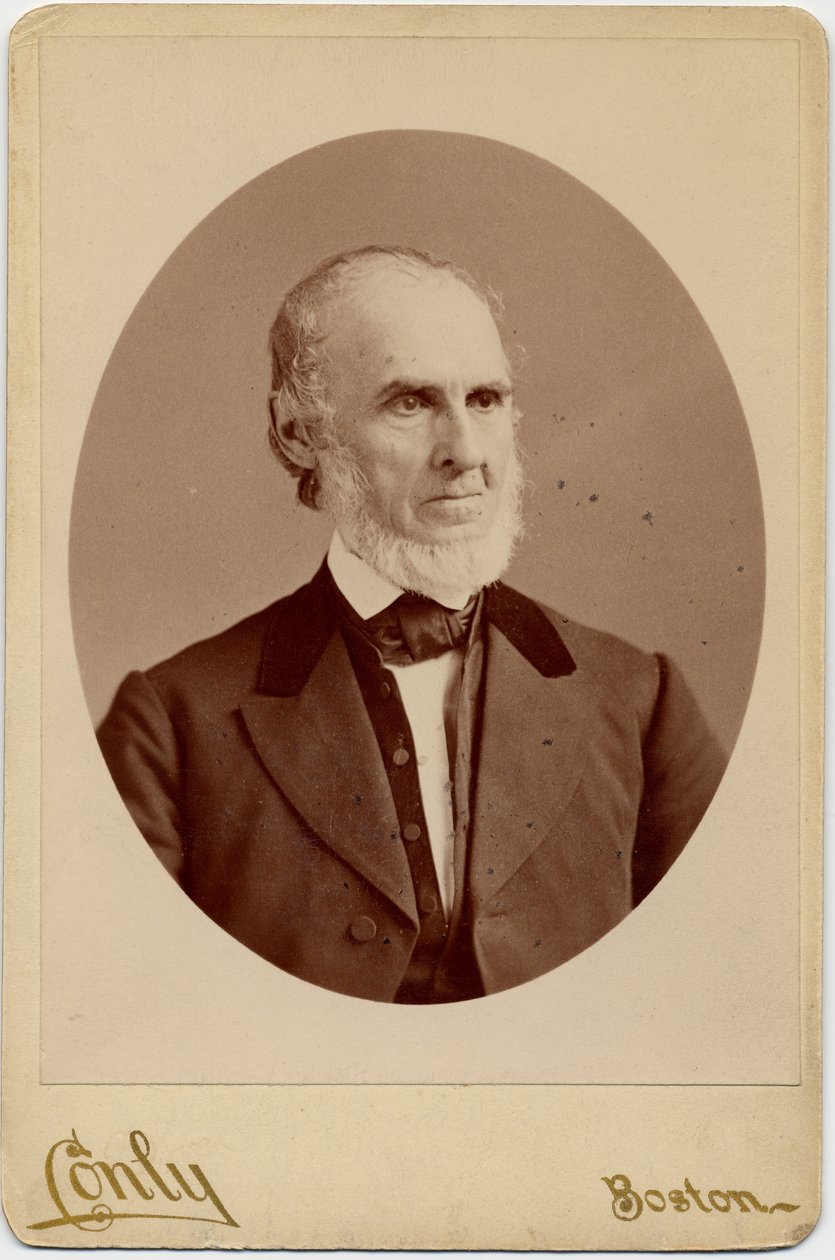 John Greenleaf Whittier (1807-92), yhdysvaltalainen kveekarirunoilija ja abolitionisti; valokuva: C F Conly, Boston (albumiprintti) tekijältä American Photographer
