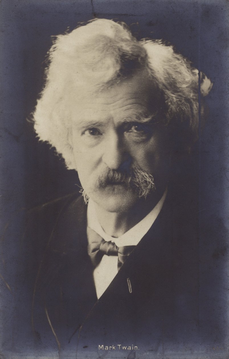 Mark Twain (1835-1910), amerikkalainen kirjailija (s/w-kuva) tekijältä American Photographer