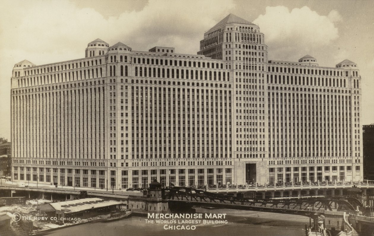 Merchandise Mart, maailman suurin rakennus, Chicago, Illinois, Yhdysvallat (s/w-kuva). tekijältä American Photographer