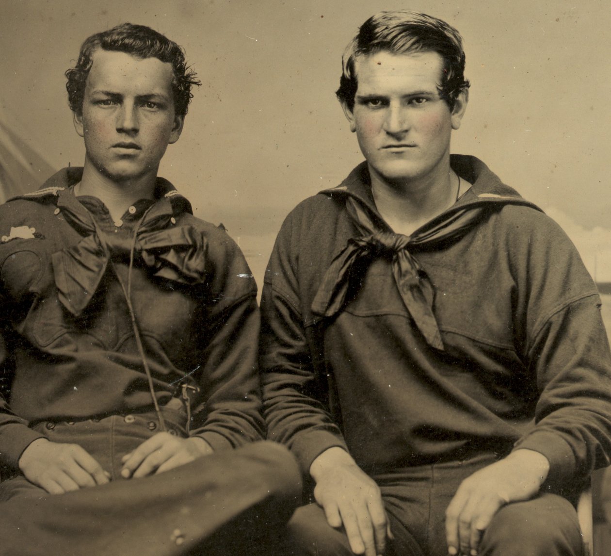 Muotokuva kahdesta merimiehestä Union Uniformissa, n. 1861 (tinakuva) tekijältä American Photographer