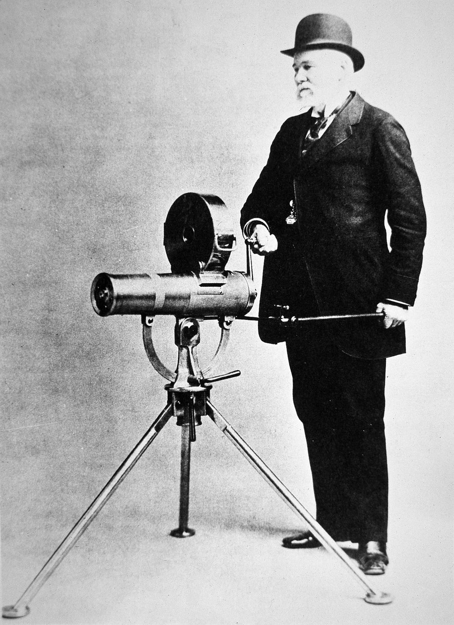 Richard J. Gatling, vuoden 1893 Bulldog-mallin kanssa (m/w kuva) tekijältä American Photographer