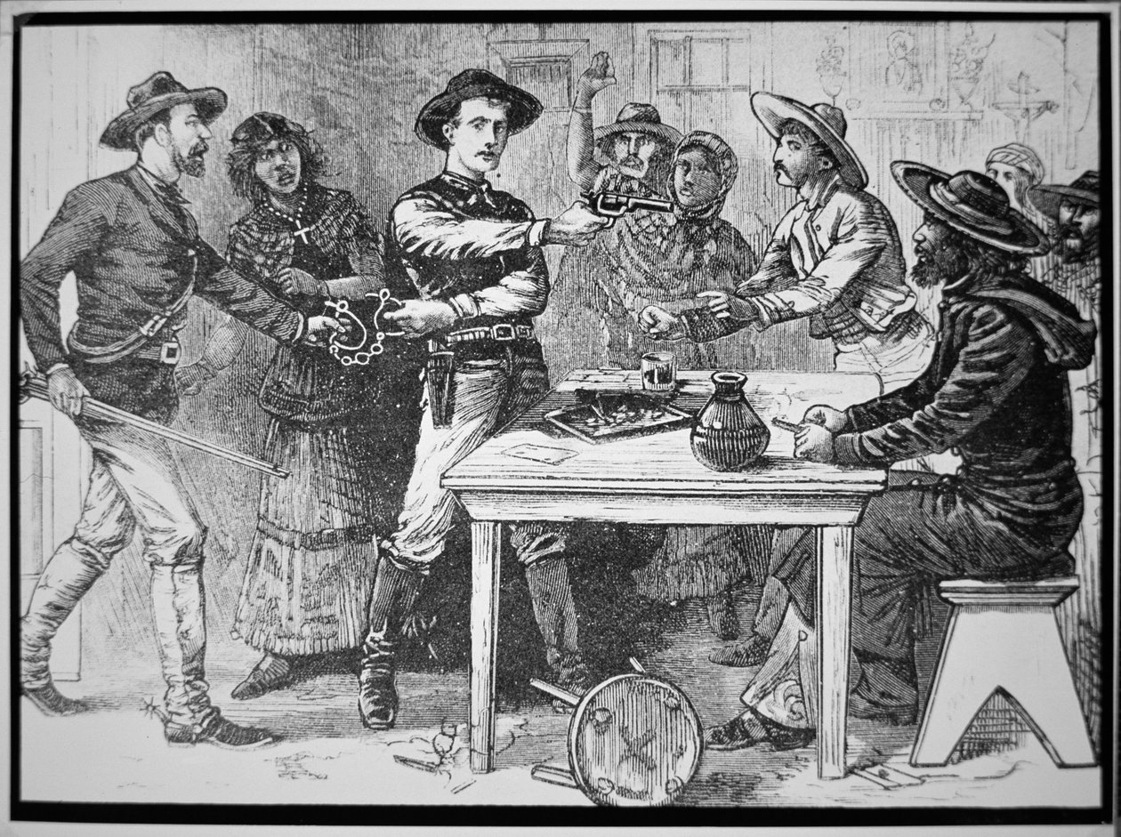 Texas Rangers pidätti meksikolaisen lainsuojan, n. 1880 (kaiverrus) tekijältä American Photographer