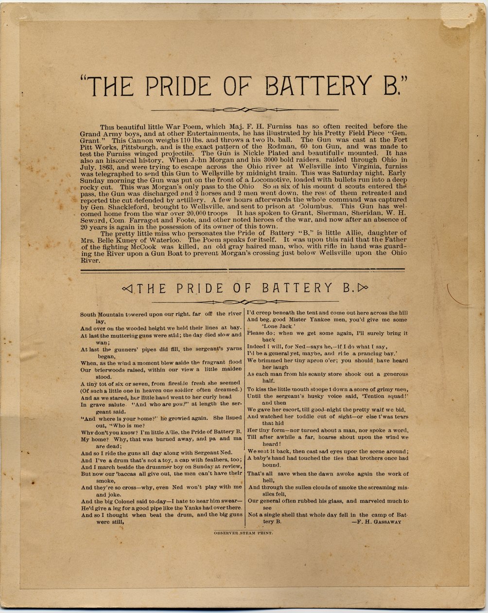 The Pride of Battery B, kirjoittanut Frank H Gassaway, kääntöpuoli 336830 (albumikuva) tekijältä American Photographer