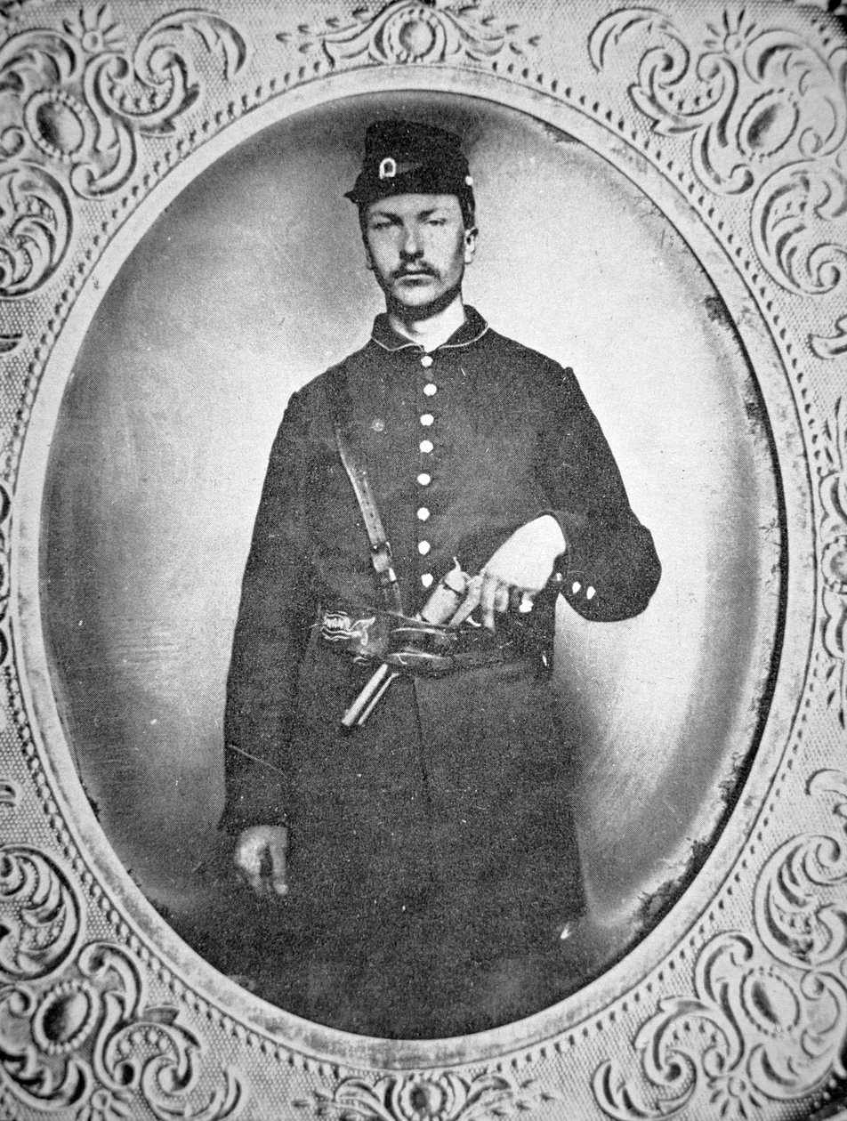 Tuntematon unionin sotilas aseistettu Colt Dragoon -revolverilla (m/w kuva) tekijältä American Photographer