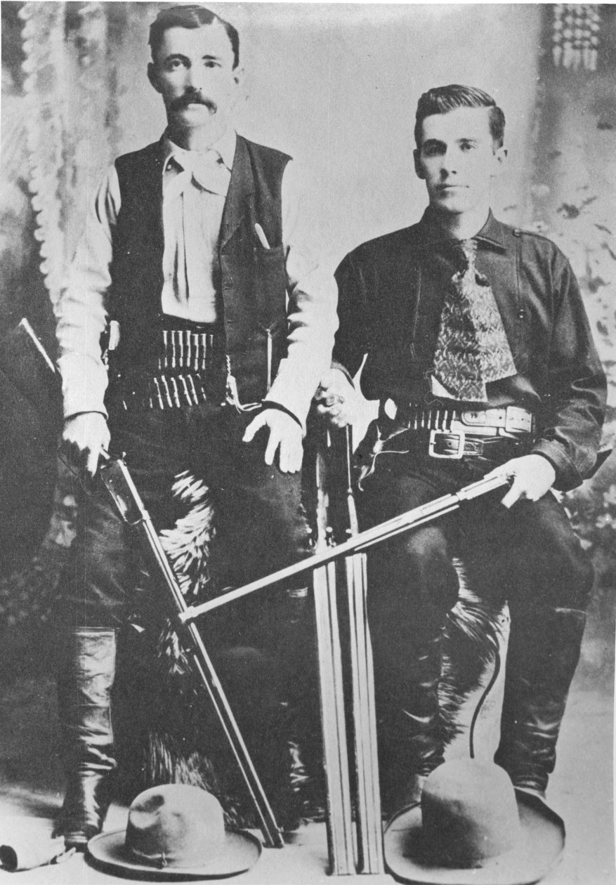 Wells Fargon postivaunujen lähettiläitä haulikoilla ja Winchester-toistokivääreillä (m/w kuva) tekijältä American Photographer