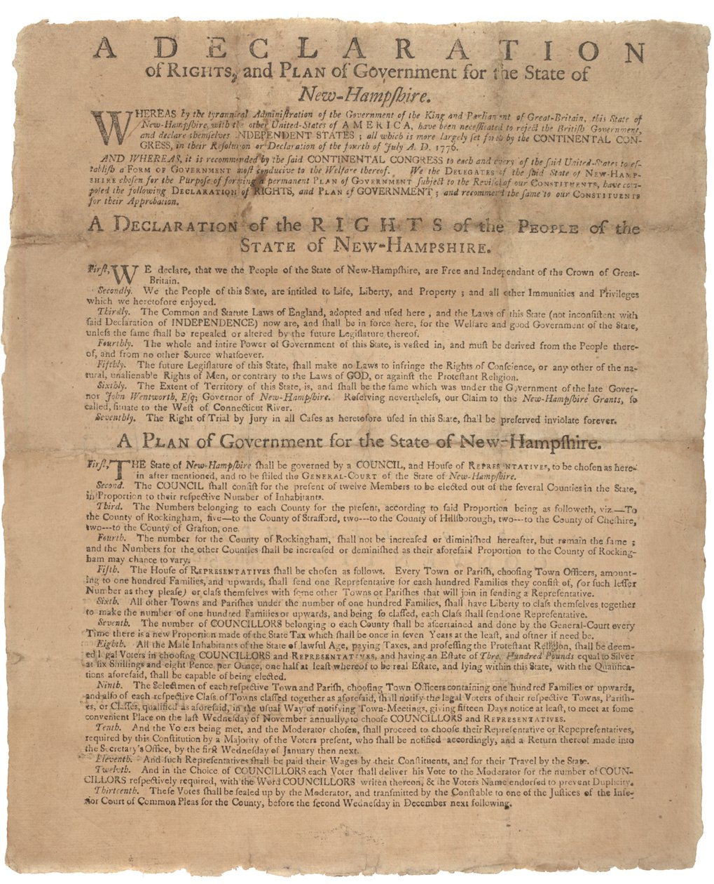 Oikeuksien julistus ja hallituksen vetoomus New Hampshiren osavaltion puolesta, 1779 tekijältä American School