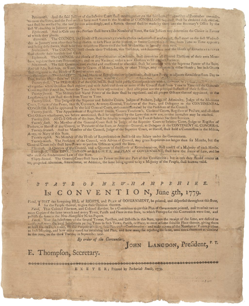 Oikeuksien julistus ja hallituksen vetoomus New Hampshiren osavaltion puolesta, 1779 tekijältä American School