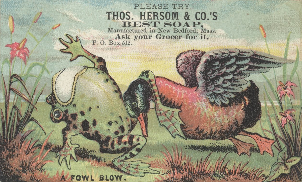A Fowl Blow, mainos Thosille. Hersom & Cosin paras saippua, n. 1880 tekijältä American School
